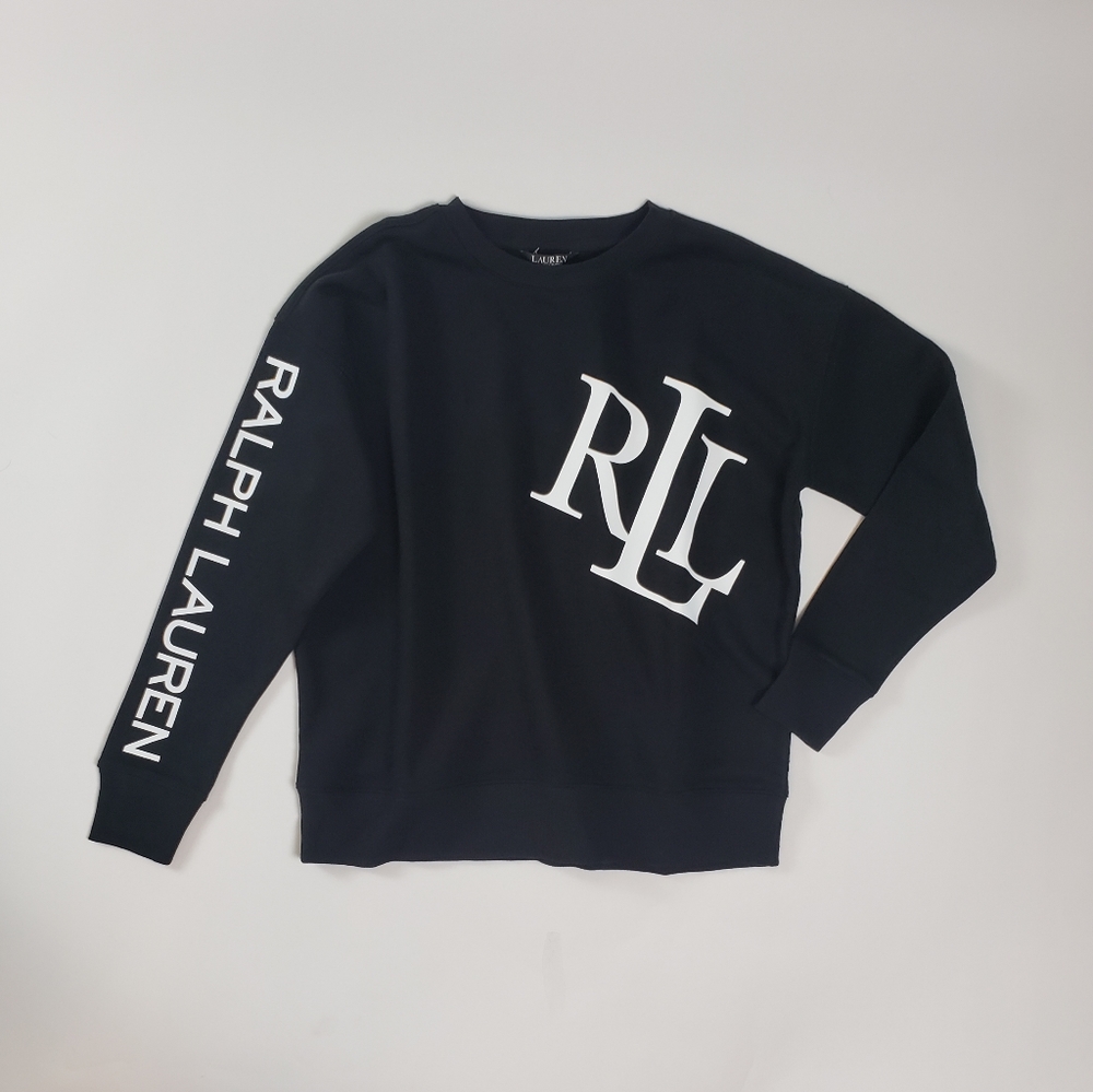 Ralph Lauren Women’s Black & White Cotton Sweatshirt Crew Neck